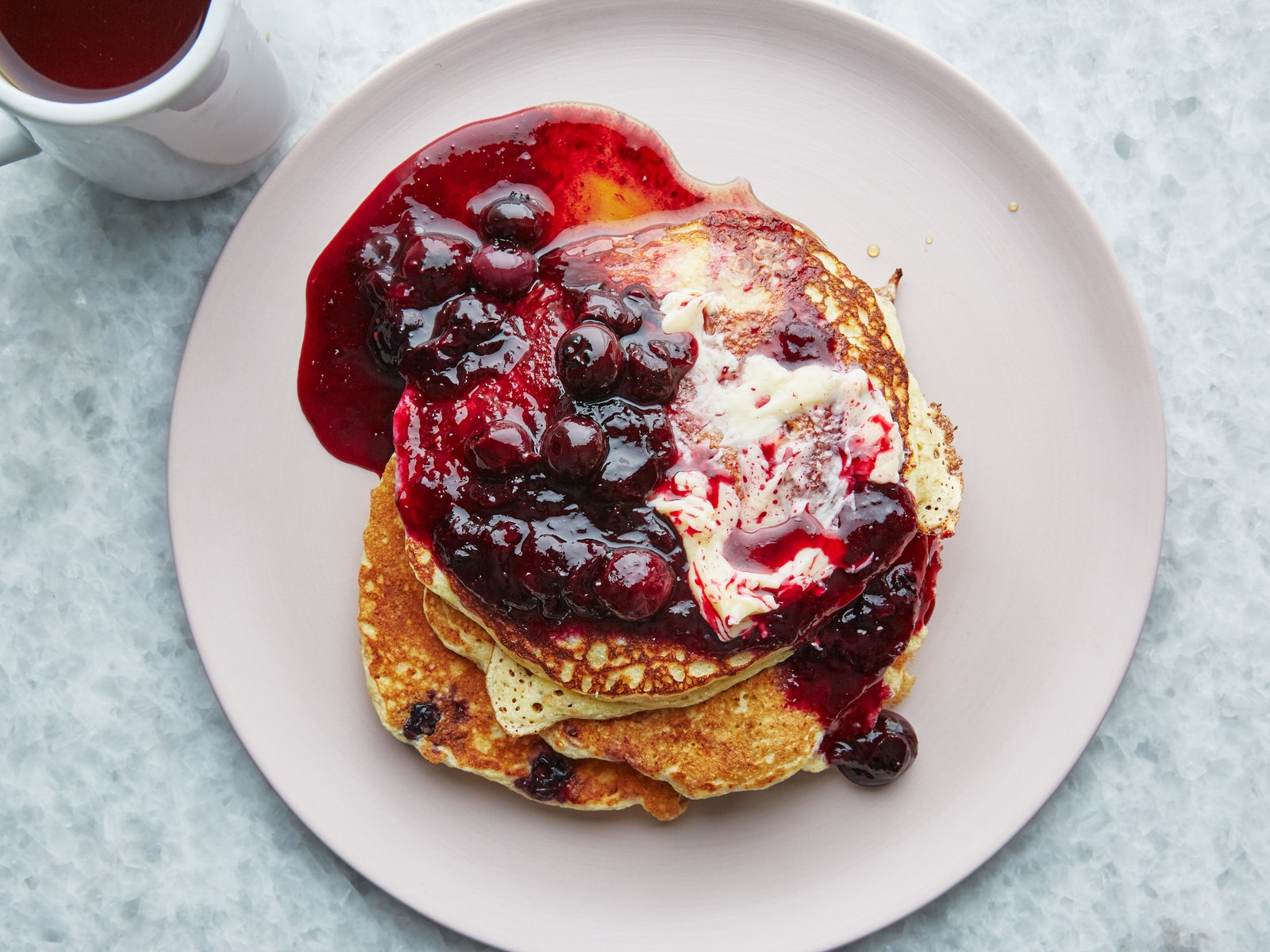 Ricotta Pancakes With Lemon Blueberry Compote