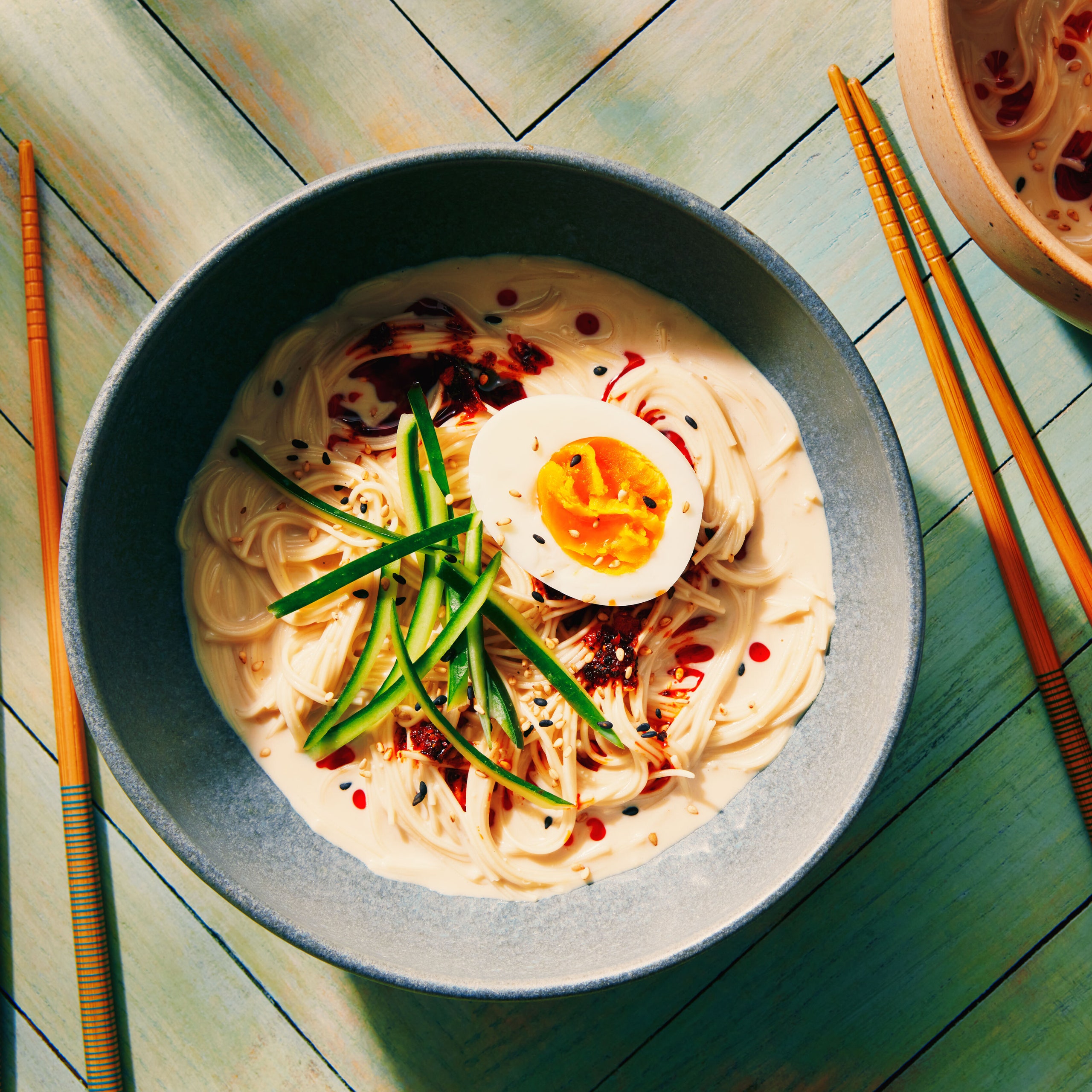 Cold Soy Milk Noodles With Chili Crisp